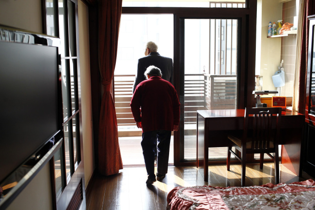 An elderly couple at a retirement community on the outskirts of Shanghai. (Bloomberg)