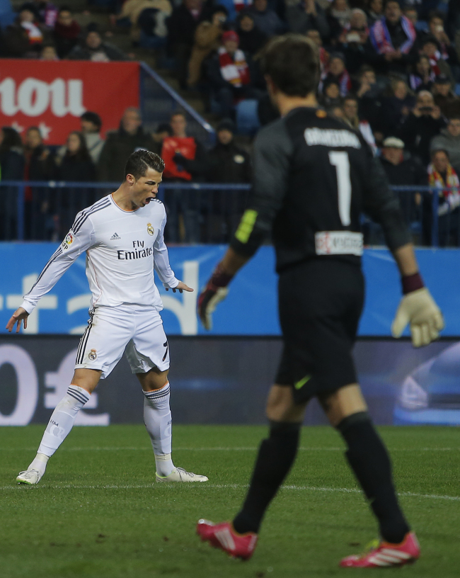 Real Madrid’s Cristiano Ronaldo celebrates his goal on Tuesday. (AP-Yonhap)