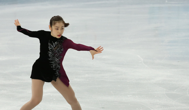 Korea’s Kim Yu-na rehearses ahead of the free-skate program in Sochi, Russia, Thursday. (Yonhap)