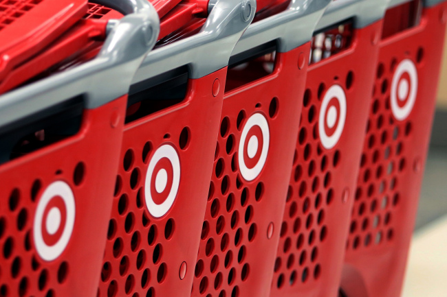 Target Corp. logos are seen on shopping carts inside a new store in Chicago, Illinois. (Bloomberg)