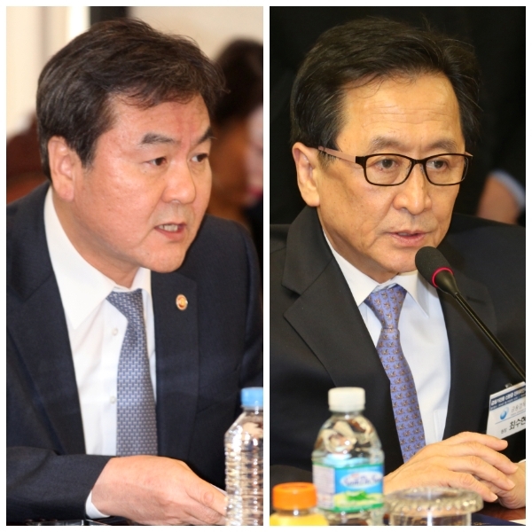 Financial Services Commission Chairman Shin Je-yoon (left) and Financial Supervisory Service Gov. Choi Soo-hyun (Yonhap)
