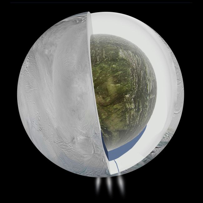 An illustration of the possible interior of Saturn’s moon Enceladus (AFP-Yonhap)