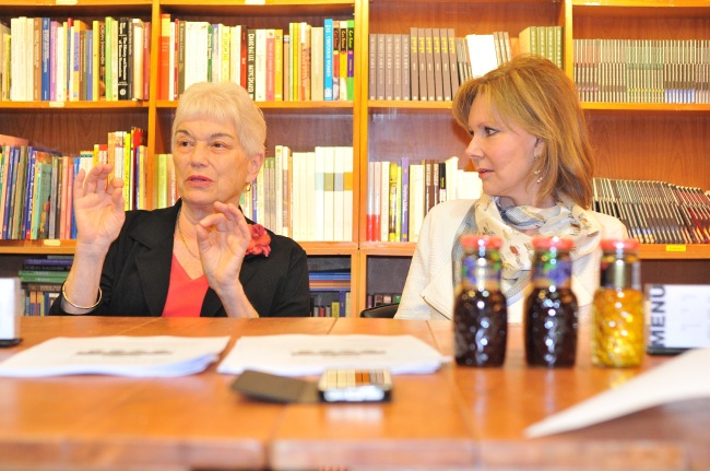Authors Joan Suwalsky (left) and Debbi Kent speak during an interview at the Seoul Selection office in Jongno-gu on Tuesday. (Robert Koehler/Seoul Selection)