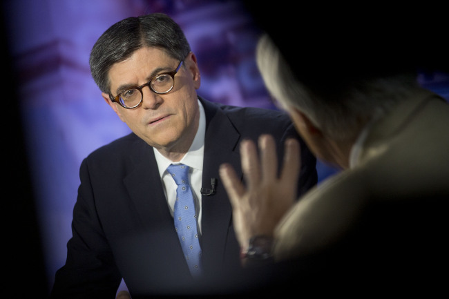 U.S. Treasury Secretary Jacob J. Lew listens to a question during a Bloomberg Television interview in Washington, D.C., Friday. (Bloomberg)