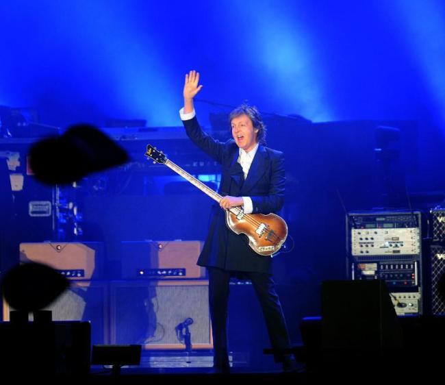 Paul McCartney performs during the opening concert of his “Out There” tour in Montevideo on April 19. (AFP)