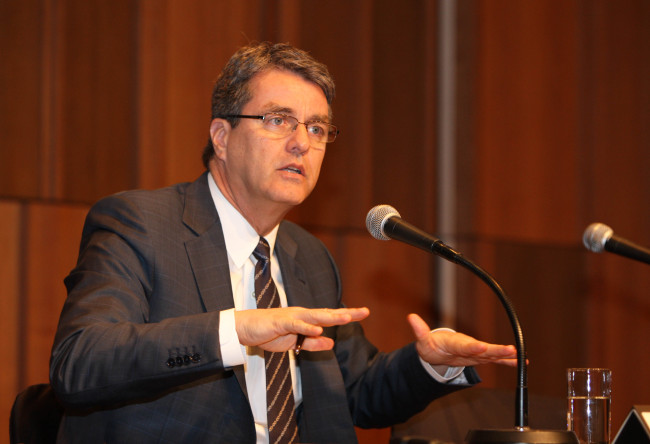 WTO Director-General Roberto Azevedo speaks during a press conference in Seoul on Friday. (Energy Ministry)