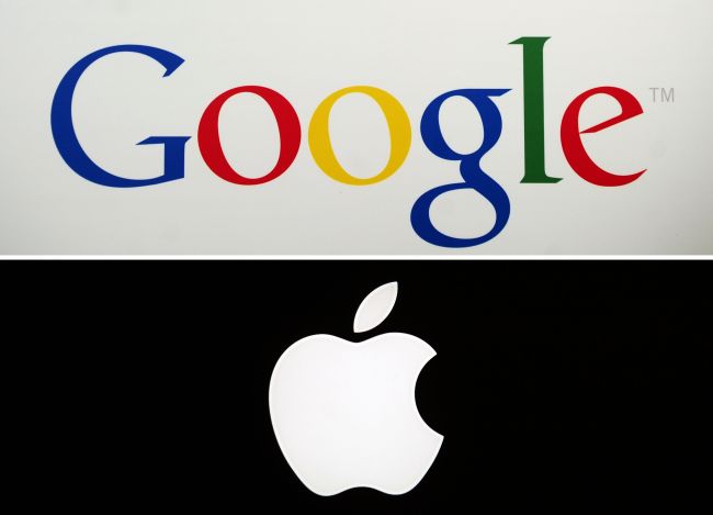 Logos of Google and Apple. (AFP-Yonhap)