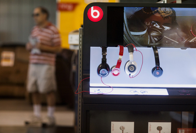 Beats Electronics’ Beats by Dr. Dre headphones are displayed for sale at an H.H. Gregg Inc. store in Reynoldsburg, Ohio. ( Bloomberg)