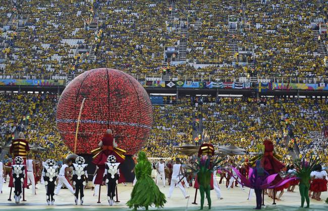 The opening ceremony is under way in Sao Paulo on Thursday. (AFP-Yonhap)