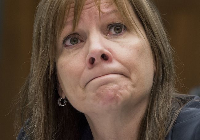 General Motors CEO Mary Barra testifies on the GM ignition switch recall during a U.S. House Oversight and Investigations Subcommittee hearing on Capitol Hill in Washington, D.C., Wednesday. (AFP-Yonhap)