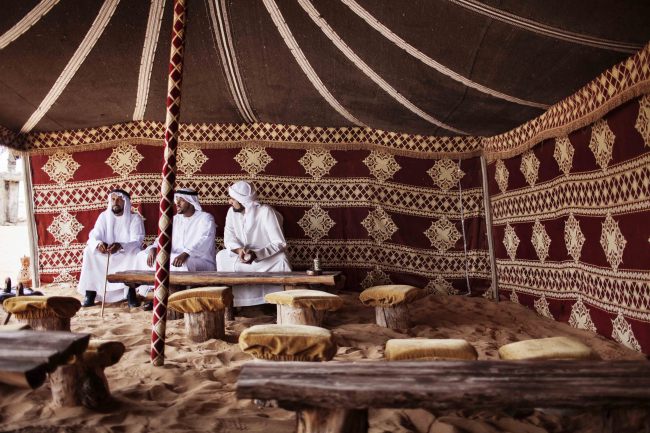 An Arabic tent is set up in the desert in Dubai. (Department of Tourism and Commerce Marketing)