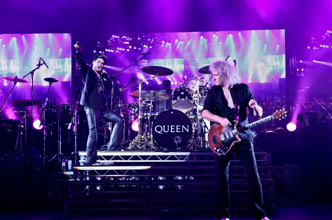 Adam Lambert (left) and members of the rock band Queen. (9ENT)