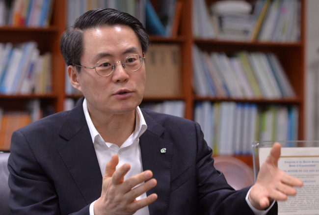 Korea Agro-Fisheries and Food Trade Corp. president and CEO Kim Jae-soo. (Lee Sang-sub/The Korea Herald)
