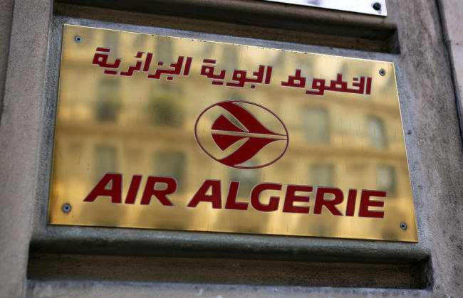 The logo of the Air Algerie company office, at the Opera avenue in Paris Thursday. (AP)