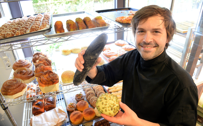 French baker Gontran Cherrier at his first South Korean shop, which opened in Seoul’s Seorae Village on June 17 (Park Hyun-koo/The Korea Herald)