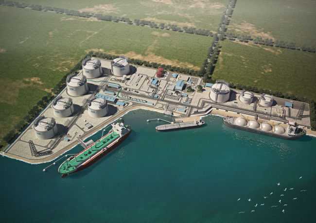 An image of the phase 3 expansion of Singapore’s LNG terminal on Jurong Island. (Samsung C&T)