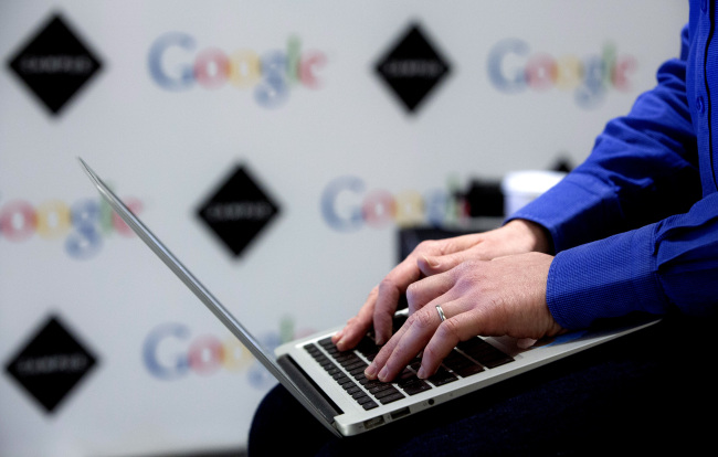 A man uses a laptop computer at Google’s London campus in England. (Bloomberg)