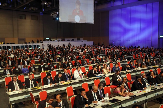 ICT officials from some 170 countries take part in the three-week ITU conference at BEXCO in Busan on Monday. (Yonhap)