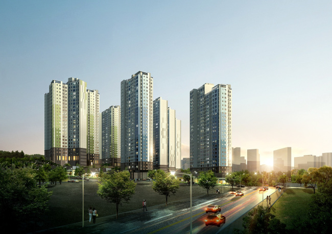 A rendition of the Central Prugio apartment complex in Bongdam in Hwaseong, Gyeonggi Province. (Daewoo E&C)