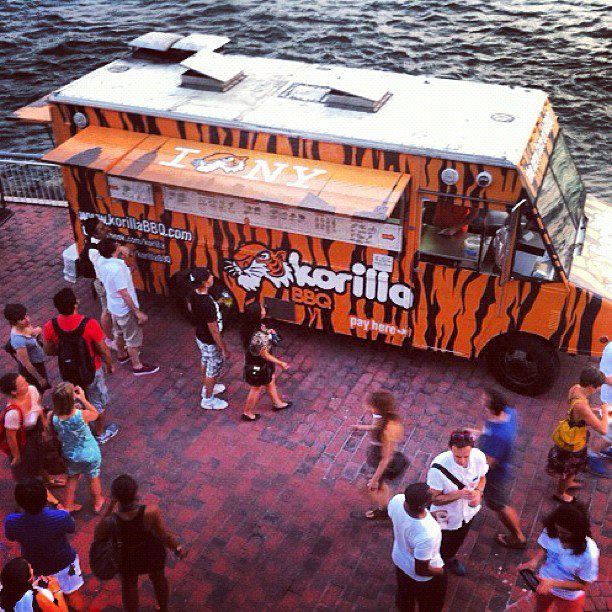 Patrons flock to Korean barbecue food truck “Korilla” in New York.