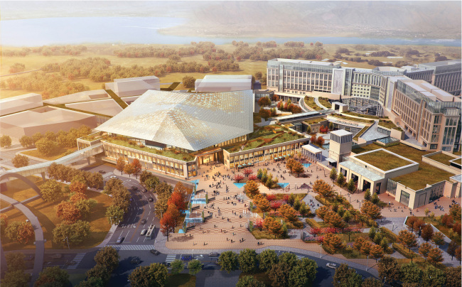 A rendering of Paradise City, a casino-driven integrated resort complex scheduled to be completed on Yeongjongdo Island, Incheon, by 2017. (Paradise Sega Sammy)