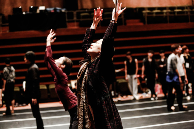 Moon joins her dancers during a rehearsal in Bogota, Colombia. (Universal Ballet)