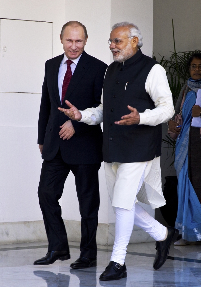 Indian Prime Minister Narendra Modi (right) Meets With Russian ...