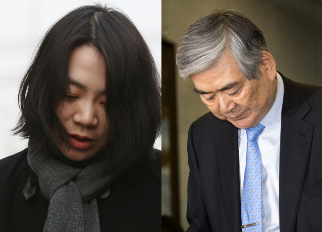 Korean Air chairman Cho Yang-ho and his daughter Cho Hyun-ah seperately make their apologies to the public over the ‘‘nut rage‘’ incident in Seoul, Friday. (Yonhap)