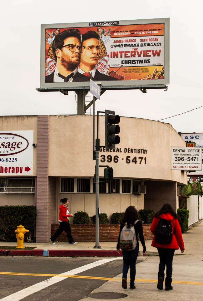 A billboard for the film “The Interview” in Venice, California. (AFP-Yonhap)