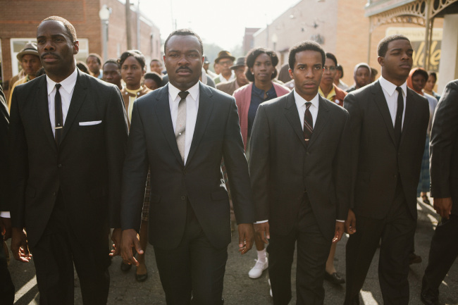 From left: Colman Domingo plays Ralph Abernathy, David Oyelowo plays Dr. Martin Luther King Jr., Andre Holland plays Andrew Young and Stephan James plays John Lewis in “Selma” from Paramount Pictures, Pathe and Harpo Films. (Atsushi Nishijima/Paramount Pictures)