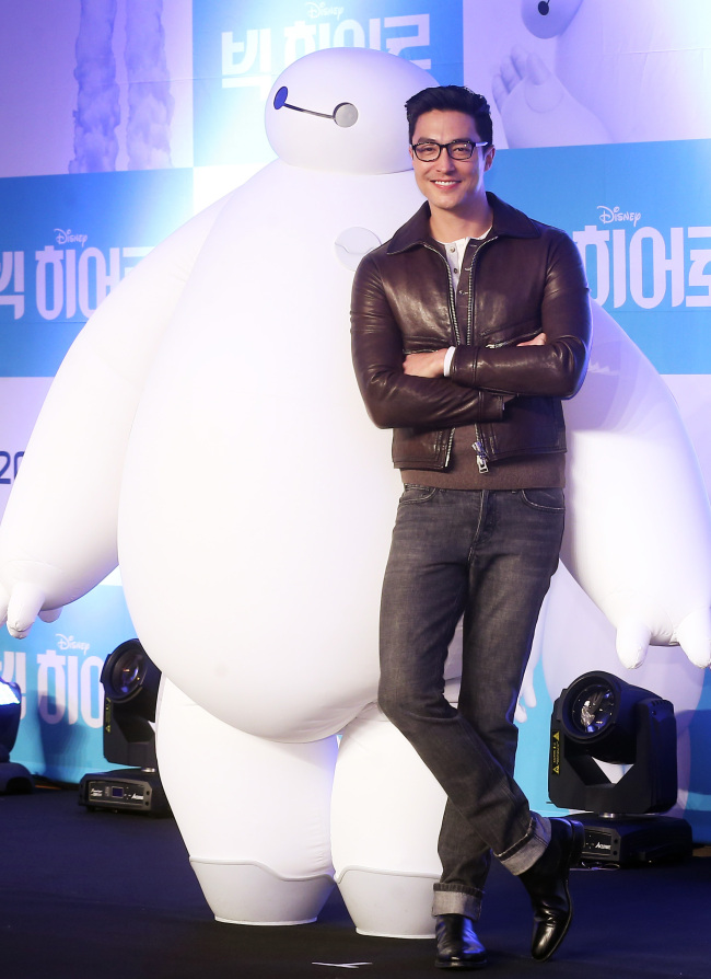 Daniel Henney at Wednesday’s news conference for “Big Hero 6” at Conrad Seoul. (Yonhap)