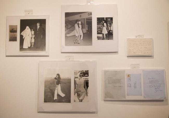 Groups of photos of Jacqueline Kennedy Onassis by Bod Davidoff, who spent decades as the Kennedy family’s photographer in Palm Beach, and other personal correspondence written by Kennedy Onassis appear on display before they are auctioned off in West Palm Beach, Florida. (AP)
