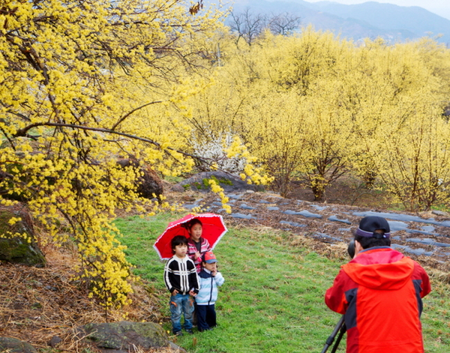 Children pose for a photo during last year’s Gurye Sansuyu Flower Festival. (Gurye Sansuyu Flower Festivalthe)