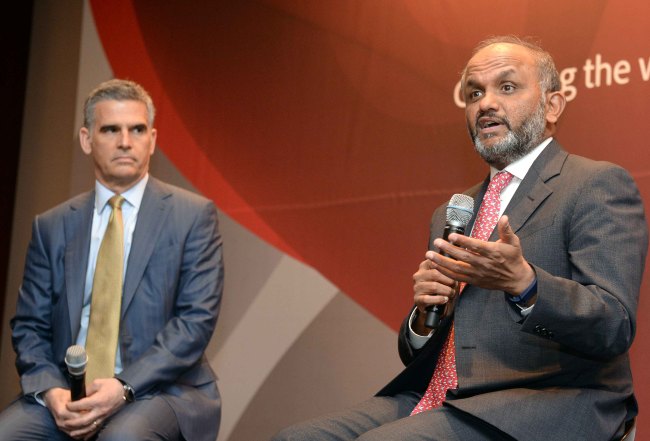 Adobe CEO Shantanu Narayen speaks at a press conference at Hotel Shilla in Seoul on Thursday. (Adobe System Korea)