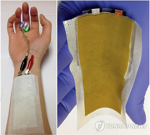 약물 전달 패치와 하나된 초박형 플렉서블 배터리. (KAIST 제공)