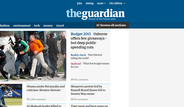 (The Guardian homepage)