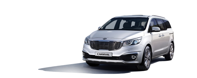 Kia Motors released its Carnival family minivan with a gasoline engine. The nine-seater can reach 280 horsepower and a torque of 34.3 kilogram meters, and has a fuel mileage of 8.3 kilometers per liter. (Kia Motors)