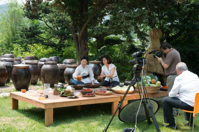 Filming how to make kimchi in Korea last month for CIA’s upcoming “Savoring the Best of World Flavors: Korea” documentary (John Barkley)