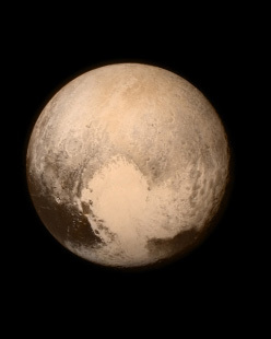 The image shows Pluto, seen from the New Horizons spacecraft. (AP)