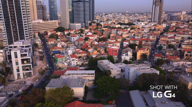 LG G4 IN TEL AVIV — Video clips featuring the aerial views of Israel’s capital Tel Aviv have drawn attention as they crossed 500,000 hits this week on LG’s Facebook account in the country. The tech giant made the films last month with a drone loaded with its G4 smartphone to celebrate the launch of the handset in Israel. LGE