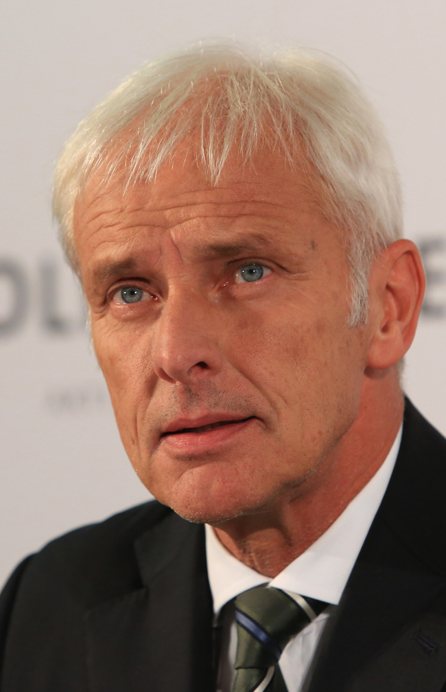 Matthias Mueller, the new chief executive officer of Volkswagen AG (VW), speaks during a news conference in Wolfsburg, Germany, on Friday, Sept. 25, 2015. Volkswagen appointed Porsche brand chief Mueller as chief executive officer as the German carmaker reels from the biggest crisis in its history. (Bloomberg)