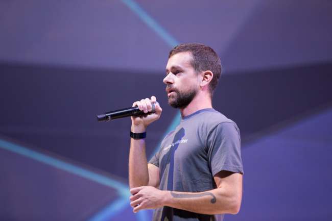 Twitter CEO Jack Dorsey delivers a keynote speech at the firm’s annual Flight developer conference held at the Bill Graham Civic Auditorium in San Francisco, Wednesday. (Twitter)