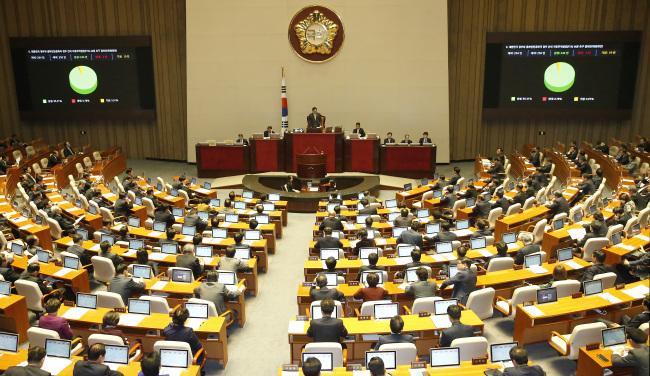 The Korea-China FTA received parliamentary approval in Seoul on Monday. (Yonhap)