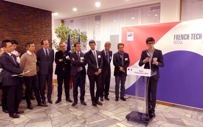 Seven French firms participate in a networking venue at the French embassy in Seoul on Thursday as part of the French Tech initiative. Joel Lee / The Korea Herald