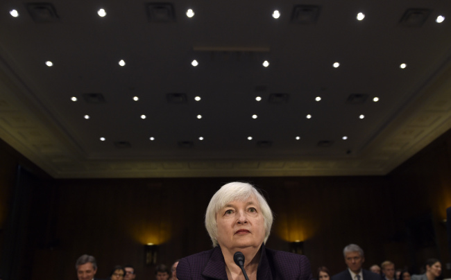 U.S. Federal Reserve board chair Janet Yellen. Global markets await the Fed's decision Wednesday on its benchmark interest rate, with a hike of 25 basis points widely expected. The uncertainty is what the Fed will say about how much and how fast it expects to raise rates again in coming months. (AP-Yonhap)