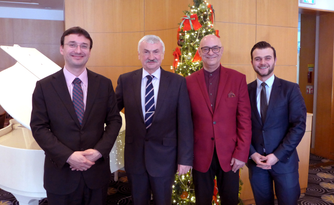 From left: Polish Embassy First Secretary and Consul Maksymilian Zych, Polish Ambassador Krzysztof Ignacy Majka, Commercial Counsellor Donat Krzysztof Wisniewski and Second Secretary of the political section Lukasz Graban pose at the Seoul Club in Seoul last Wednesday. Joel Lee / The Korea Herald