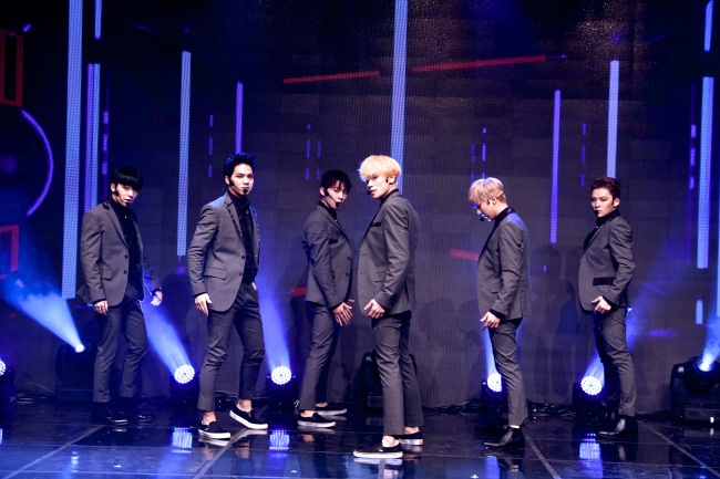 Teen Top performs “Warning Sign” for press at Ilchi Art Hall in Seoul on Monday. (TOP Media)