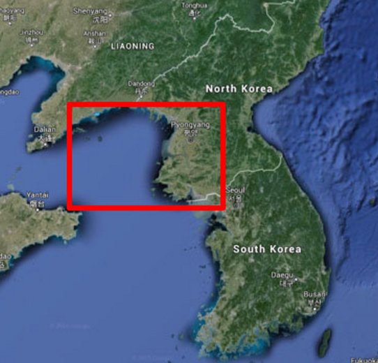 외신이 북한에서 유전이 발견된 지역이라고 지목한 지역. (구글)
