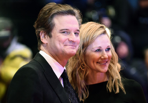 British actor Colin Firth and U.S. actress Laura Linney arrive for the premiere of “Genius” during the 66th annual Berlin International Film Festival, in Berlin, Germany, Tuesday. (EPA-Yonhap)