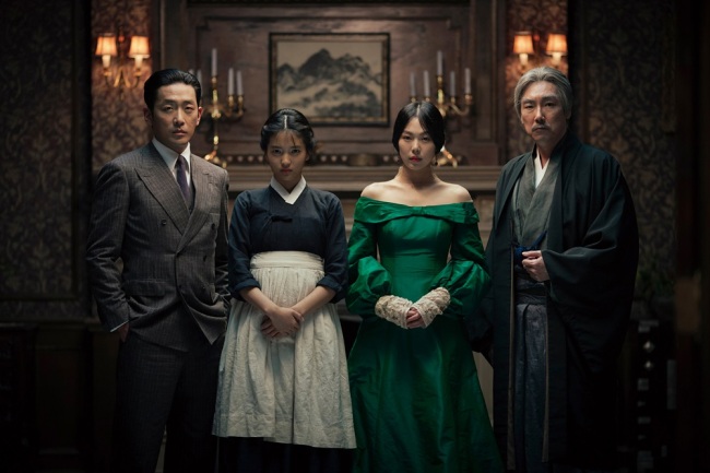 (From left) Ha Jung-woo, Kim Tae-ri, Kim Min-hee and Cho Jin-woong, in the film “The Handmaiden” (CJ E&M)